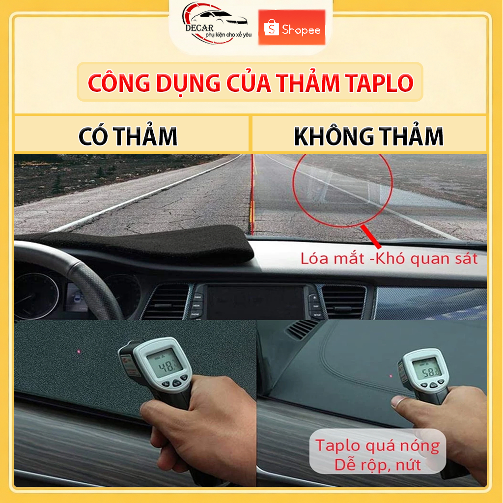 Thảm Taplo Ô Tô Da Cacbon, Nhung Lông Cừu Cao Cấp Xe Vinfast VF3 Chống Nắng, Chống Trượt, Giảm Nhiệt Bảo Vệ Taplo