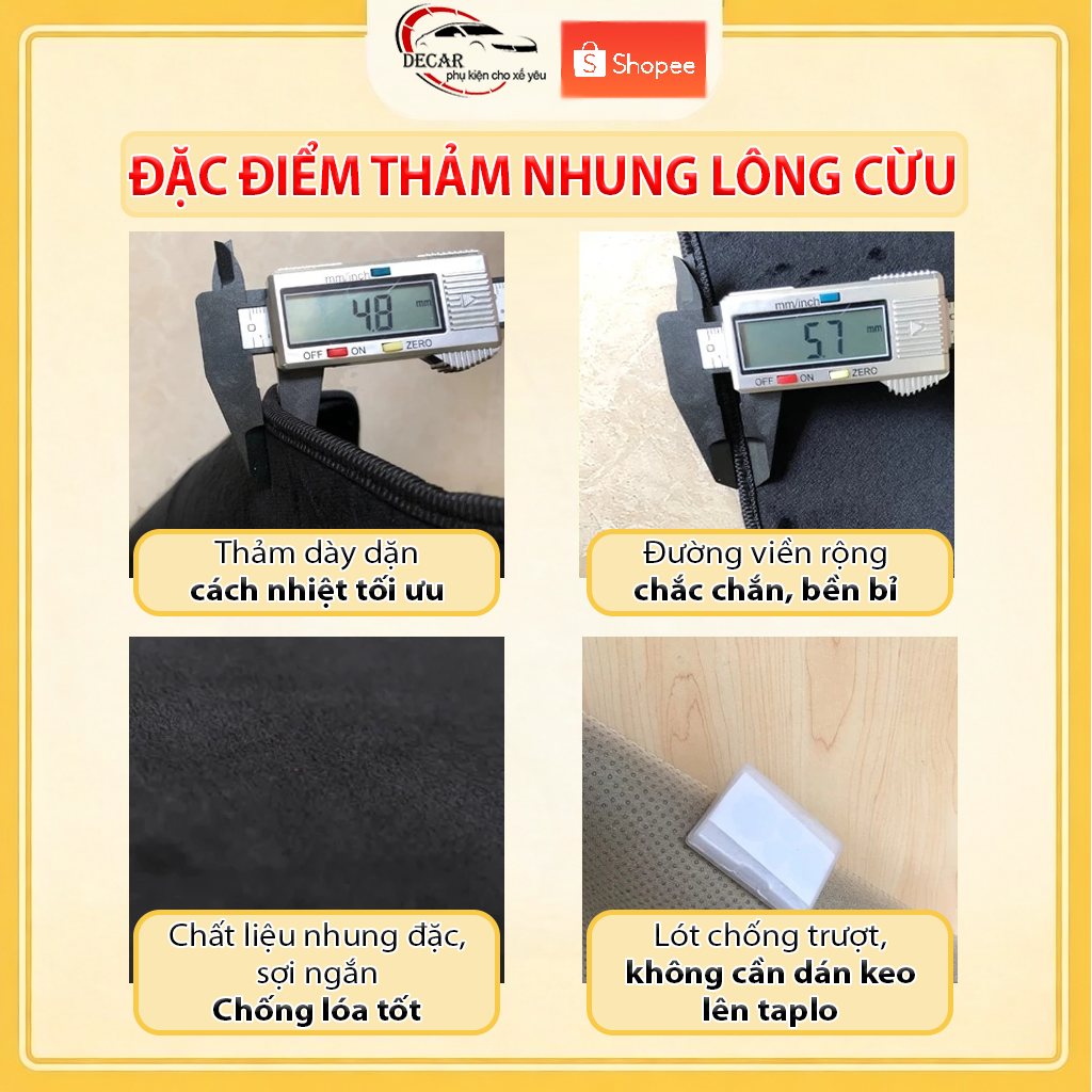 Thảm Taplo Ô Tô Da Cacbon, Nhung Lông Cừu Cao Cấp Xe Vinfast VF3 Chống Nắng, Chống Trượt, Giảm Nhiệt Bảo Vệ Taplo