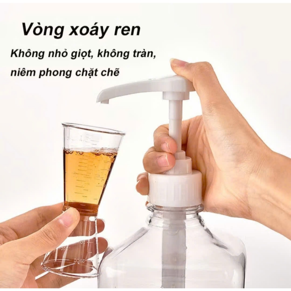Bình Bơm Siro Có Vòi Pump 10ml Chia Vạch Bình Nhựa 1600mlDụng Cụ Pha Chế
