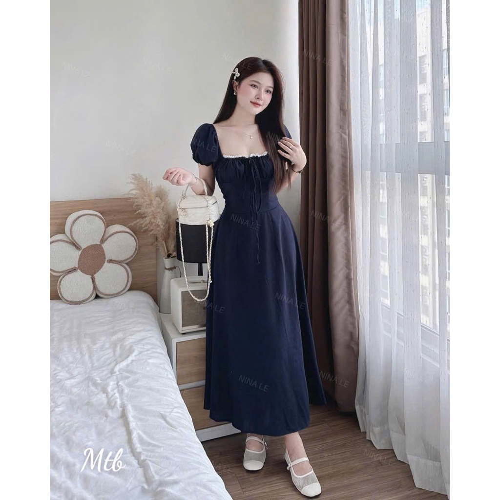 Đầm Body Nữ Tay Ngắn Cổ Vuông, Đầm Nữ Dáng Dài