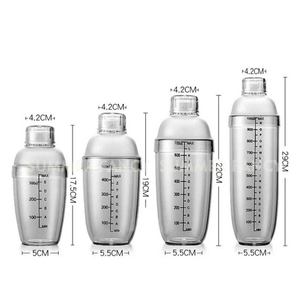 Bình Lắc Pha Chế Shaker Nhựa 350ml 500ml 700ml Dụng Cụ Pha Cocktail Trà Sữa Cho Quầy Bar