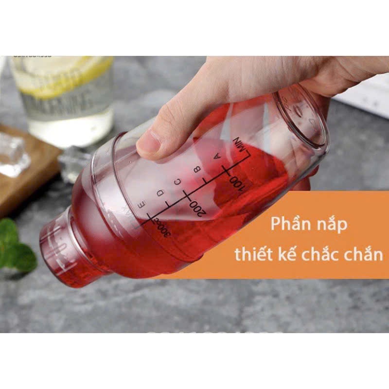 Bình Lắc Pha Chế Shaker Nhựa 350ml 500ml 700ml Dụng Cụ Pha Cocktail Trà Sữa Cho Quầy Bar