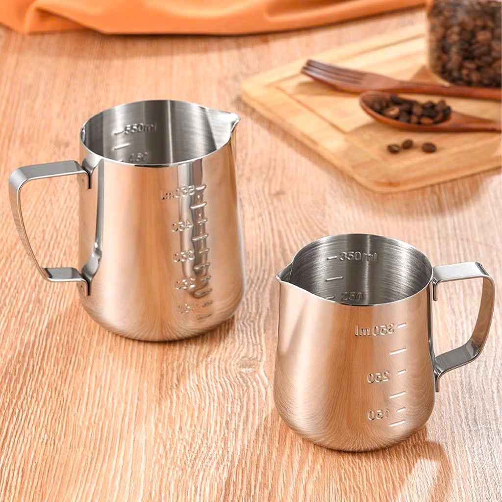 Ca Đánh Sữa Inox Có Vạch Chia 350ml 550ml 900ml Ca Tạo Bọt Latte Art Dụng Cụ Pha Chế Barista