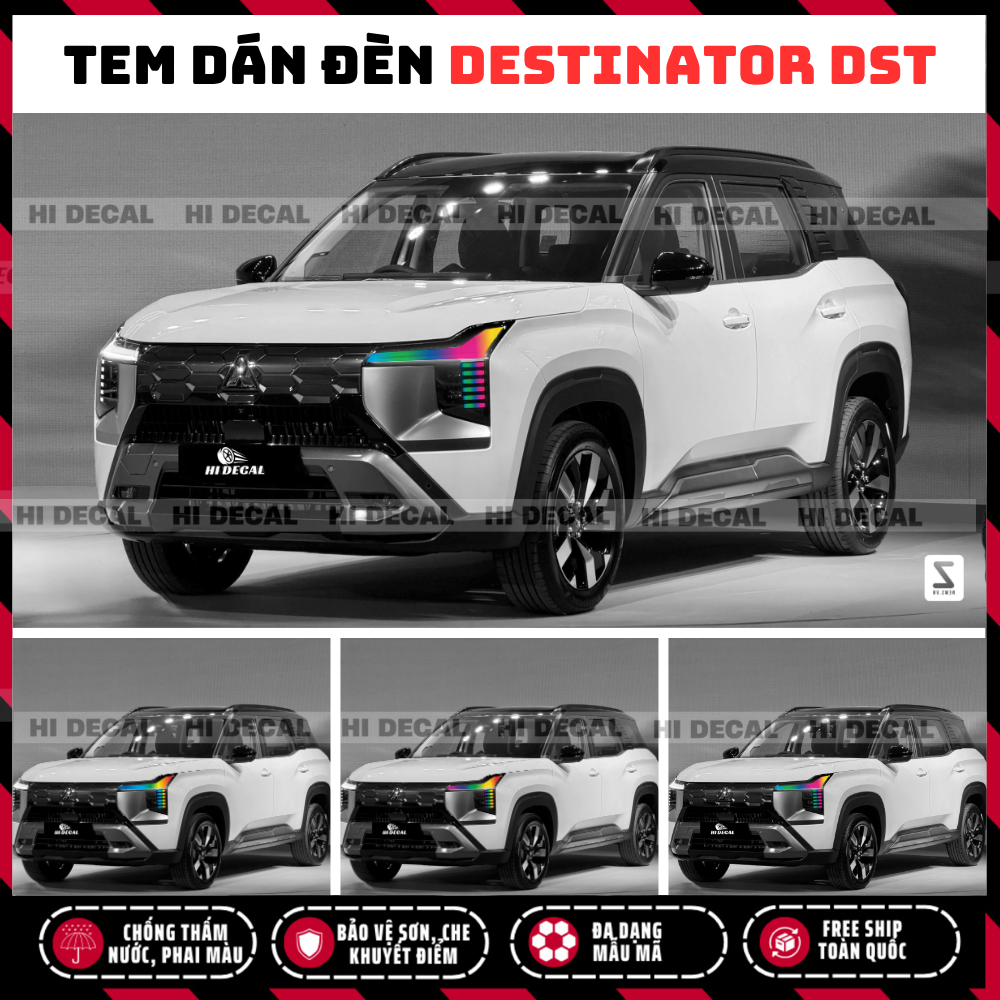 Tem Dán Đổi Màu Đèn Destinator - Decal  Đổi Màu Đèn Xe DST Mitsu Destinator - Tem Chống Nước Bền Màu Dễ Dán ( Bộ 2 bên)