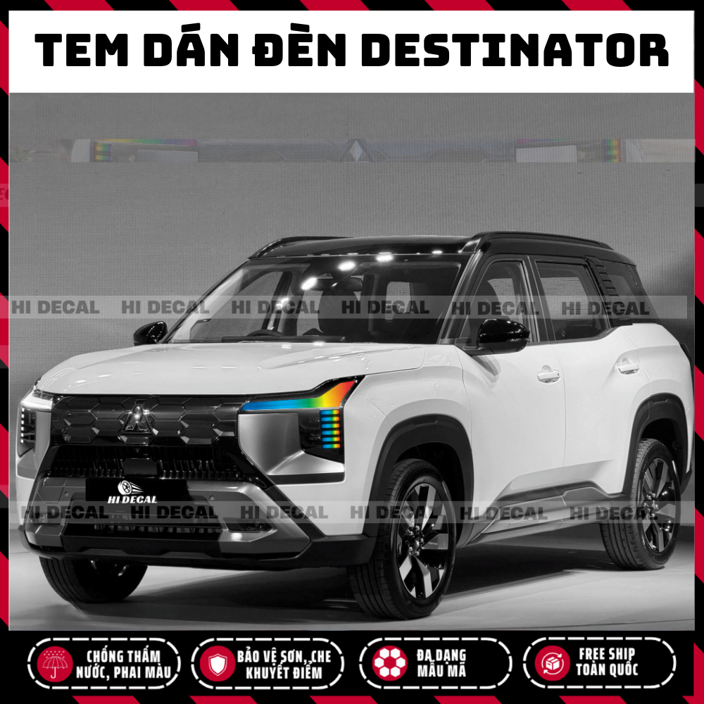 Tem Dán Đổi Màu Đèn Destinator - Decal  Đổi Màu Đèn Xe DST Mitsu Destinator - Tem Chống Nước Bền Màu Dễ Dán ( Bộ 2 bên)