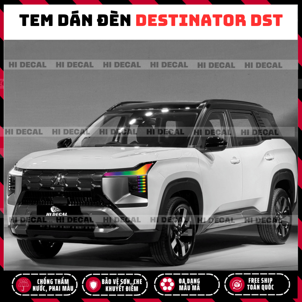 Tem Dán Đổi Màu Đèn Destinator - Decal  Đổi Màu Đèn Xe DST Mitsu Destinator - Tem Chống Nước Bền Màu Dễ Dán ( Bộ 2 bên)