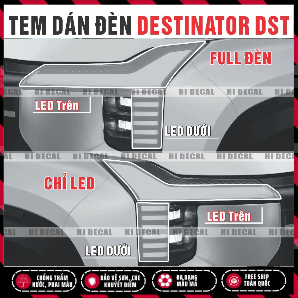 Tem Dán Đèn Mitsubisi Destinator Đổi Màu - Decal dán báo vệ đèn Destinator DST- Tem Chống Nước Bền Màu Dễ Dán  Bộ 2 bên