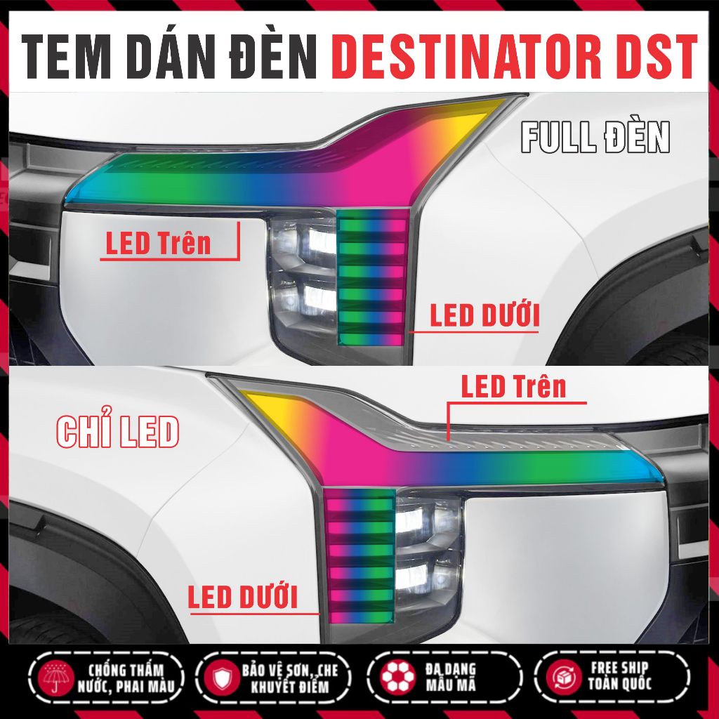 Tem Dán Đèn Mitsubisi Destinator Đổi Màu - Decal dán báo vệ đèn Destinator DST- Tem Chống Nước Bền Màu Dễ Dán  Bộ 2 bên