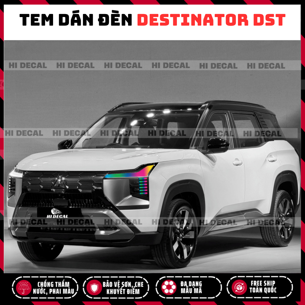 Tem Dán Đổi Màu Đèn Destinator - Decal  Đổi Màu Đèn Xe DST Mitsu Destinator - Tem Chống Nước Bền Màu Dễ Dán ( Bộ 2 bên)
