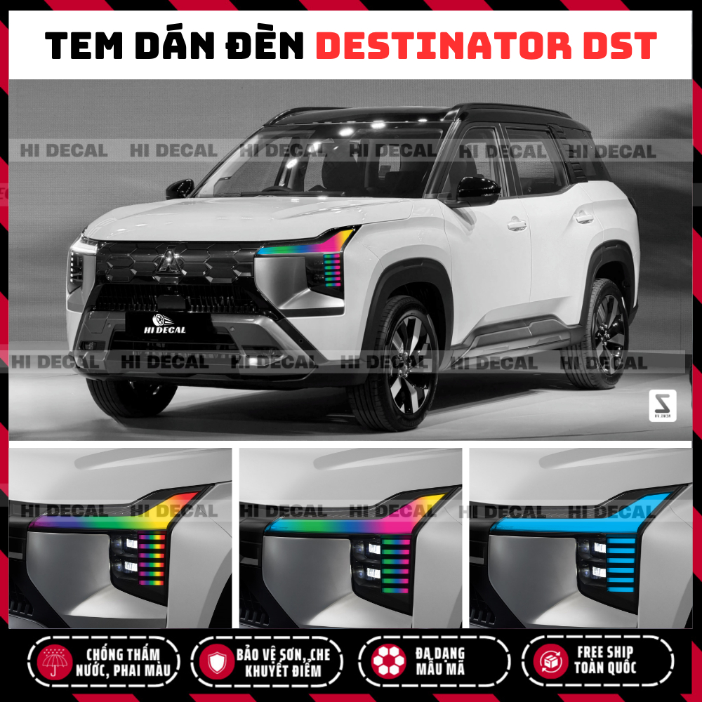 Tem Dán Đèn Mitsubisi Destinator Đổi Màu - Decal dán báo vệ đèn Destinator DST- Tem Chống Nước Bền Màu Dễ Dán  Bộ 2 bên