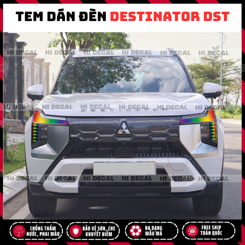 Tem Dán Đèn Mitsubisi Destinator Đổi Màu - Decal dán báo vệ đèn Destinator DST- Tem Chống Nước Bền Màu Dễ Dán  Bộ 2 bên