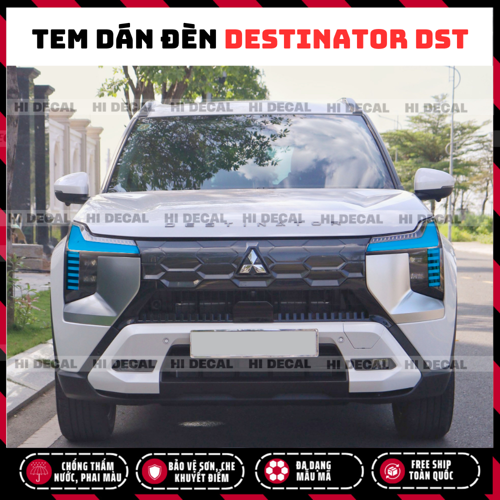 Tem Dán Đèn Mitsubisi Destinator Đổi Màu - Decal dán báo vệ đèn Destinator DST- Tem Chống Nước Bền Màu Dễ Dán  Bộ 2 bên