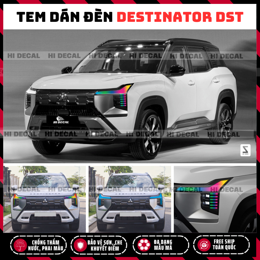 Tem Dán Đèn Mitsubisi Destinator Đổi Màu - Decal dán báo vệ đèn Destinator DST- Tem Chống Nước Bền Màu Dễ Dán  Bộ 2 bên