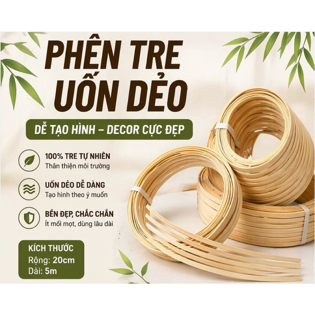 phên tre uốn dẻo màu đỏ kích thước 15cm x 5m trang trí decor