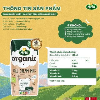 Sữa nước organic Casein Arla Đan Mạch (thùng) - 20h*200ml