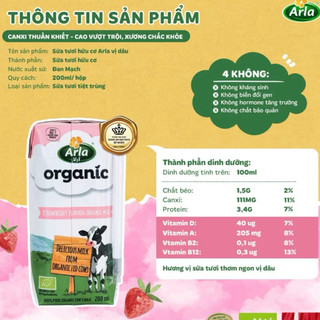 Sữa nước organic Casein Arla Đan Mạch (thùng) - 20h*200ml