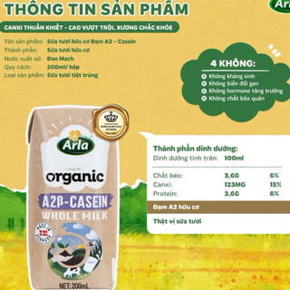 Sữa nước organic Casein Arla Đan Mạch (thùng) - 20h*200ml