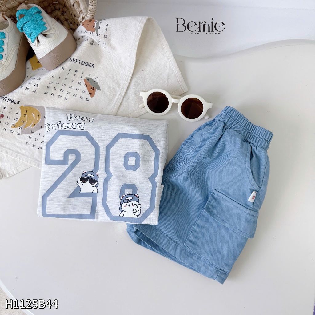 Set cộc tay Best Frend in số 28 Bernie chất liệu cotton phối quần kaki mềm mát cho bé trai 9-28kg