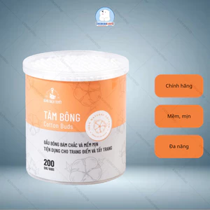 Tăm bông Bạch Tuyết hộp tròn 200 que, tiện dụng để trang điểm hay tẩy trang