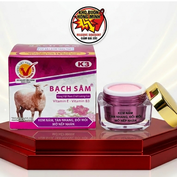 Kem Bạch Sâm K3 Nhau Thai Cừu & Collagen - Dưỡng Trắng Hồng Trẻ Hóa Da (Tím-Xám)