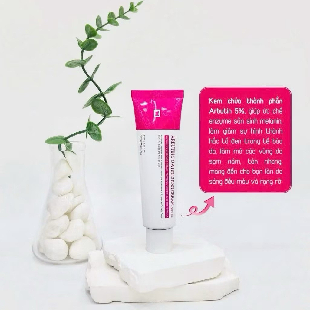 Kem dưỡng da giúp làm trắngTOSOWOONG ARBUTIN 5.0 WHITENING CREAM, 50ml/ tuýt, nhãn hàng Tosowoong  IS47