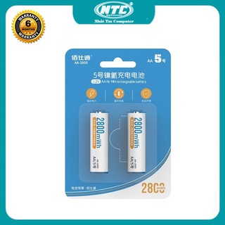 Vỉ 2 pin sạc AA Beston 2800mWh loại Ni-MH (Trắng)