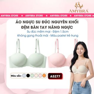 Áo lót quả ngang su sọc êm - mềm - đệm hình bàn tay 2cm không gọng nâng ngực AMYBRA A5277
