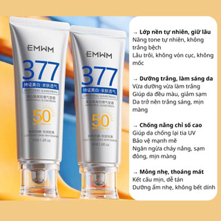 Kem chống nắng cho da mặt chống nắng mạnh, dưỡng ẩm, trắng da, không nhờn rít EMWM 377 SPF50+ PA++++  nâng tone tự nhiên