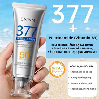 Kem chống nắng cho da mặt chống nắng mạnh, dưỡng ẩm, trắng da, không nhờn rít EMWM 377 SPF50+ PA++++  nâng tone tự nhiên