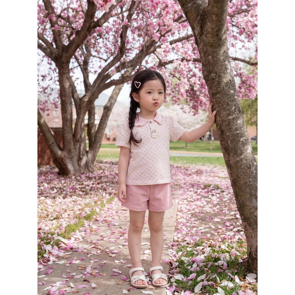 Set bộ cộc tay bé gái 1-6 tuổi thiết kế cổ bèo mix hoạ tiết Miniumbaby, chất cotton mềm mát SB2646