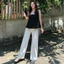 Áo 2 dây summer bèo kẻ caro nút hoa LILI TOP