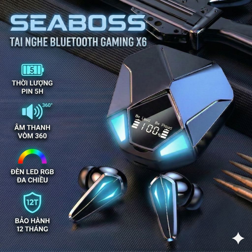 Tai nghe gaming Bluetooth không dây, pin trâu, bass mạnh ,độ