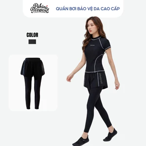 Quần bơi nữ ống dài chống nắng đi biển - Bikini Passport - BS1044_BL