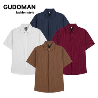 [HÀNG MỚI VỀ] Áo Sơ Mi Nam Ngắn Tay Vải Cotton Spandex, Họa Tiết Sọc Giấu Cúc Thời Trang
