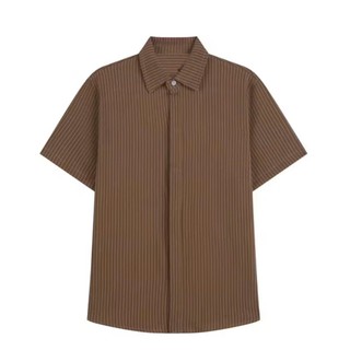 [HÀNG MỚI VỀ] Áo Sơ Mi Nam Ngắn Tay Vải Cotton Spandex, Họa Tiết Sọc Giấu Cúc Thời Trang
