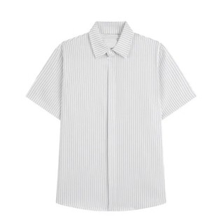 [HÀNG MỚI VỀ] Áo Sơ Mi Nam Ngắn Tay Vải Cotton Spandex, Họa Tiết Sọc Giấu Cúc Thời Trang