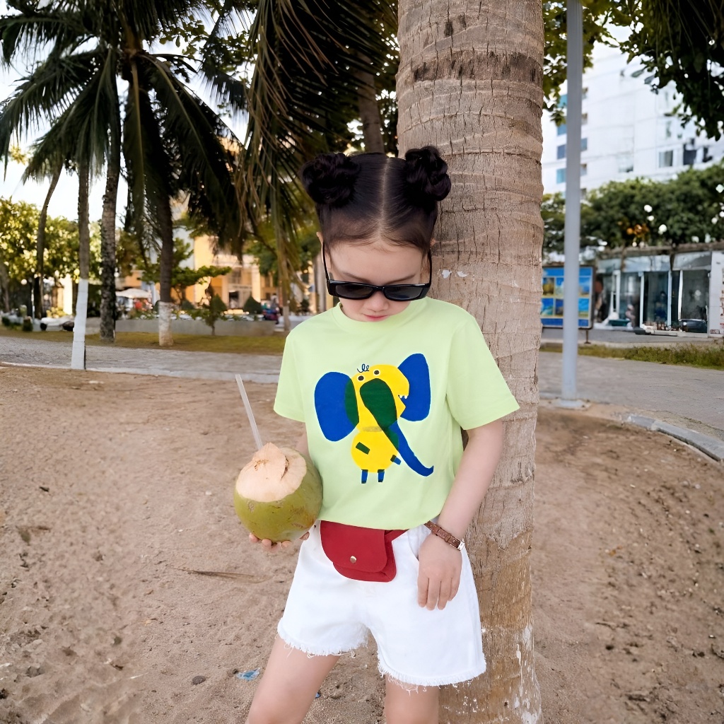 Áo Thun Trẻ Em Mirage Voi Dễ Thương, Chất 100% Cotton Cao Cấp, Có Kèm Hình Thật.