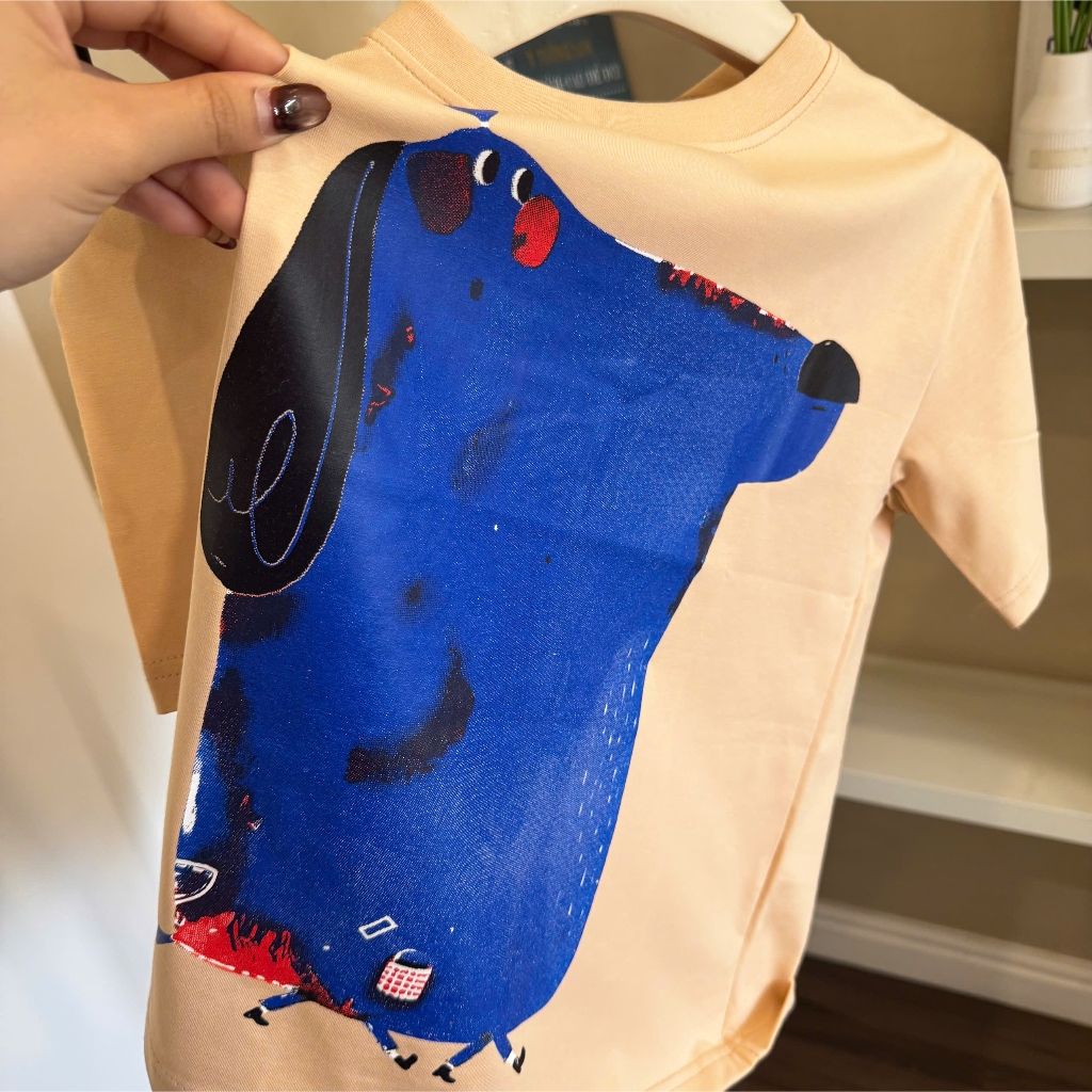 Áo Thun Trẻ Em Mirage Họa Tiết Chó Xanh Đáng Yêu Chất 100% Cotton Cao Cấp.