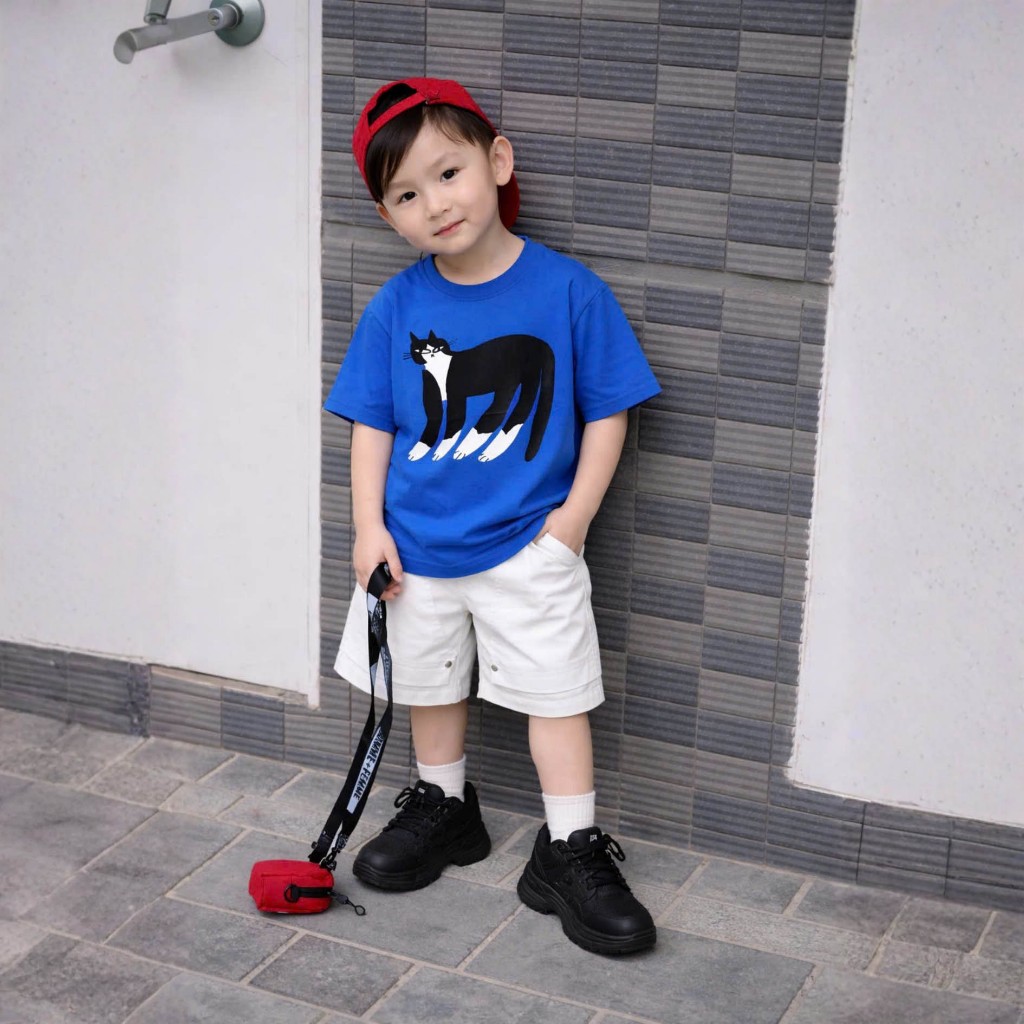Áo Thun Trẻ Em Mirage Họa Tiết Mèo Đen 3D Hoạt Hình Dễ Thương Chất 100% Cotton Cao Cấp.