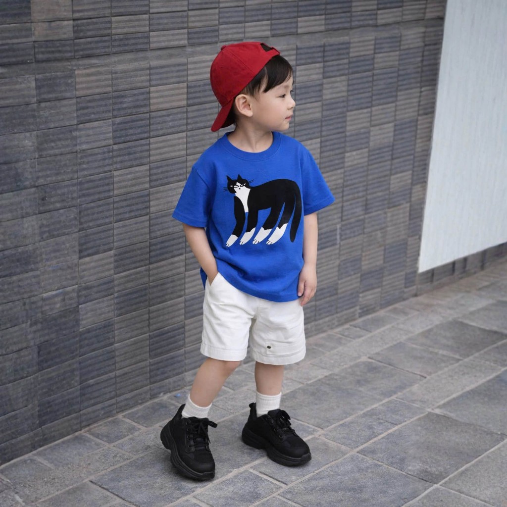 Áo Thun Trẻ Em Mirage Họa Tiết Mèo Đen 3D Hoạt Hình Dễ Thương Chất 100% Cotton Cao Cấp.