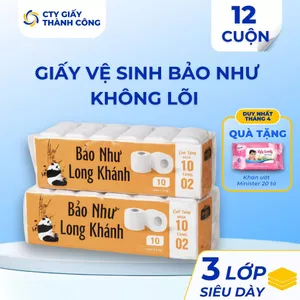 Giấy Vệ Sinh Không Lõi Bảo Như 12 Cuộn 3 Lớp 1.3kg 38 Mét Cty Giấy Thành Công Tiện Lợi, Giá Tốt
