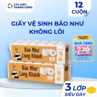 Giấy Vệ Sinh Không Lõi Bảo Như 12 Cuộn 3 Lớp 1.3kg 38 Mét Cty Giấy Thành Công Tiện Lợi, Giá Tốt