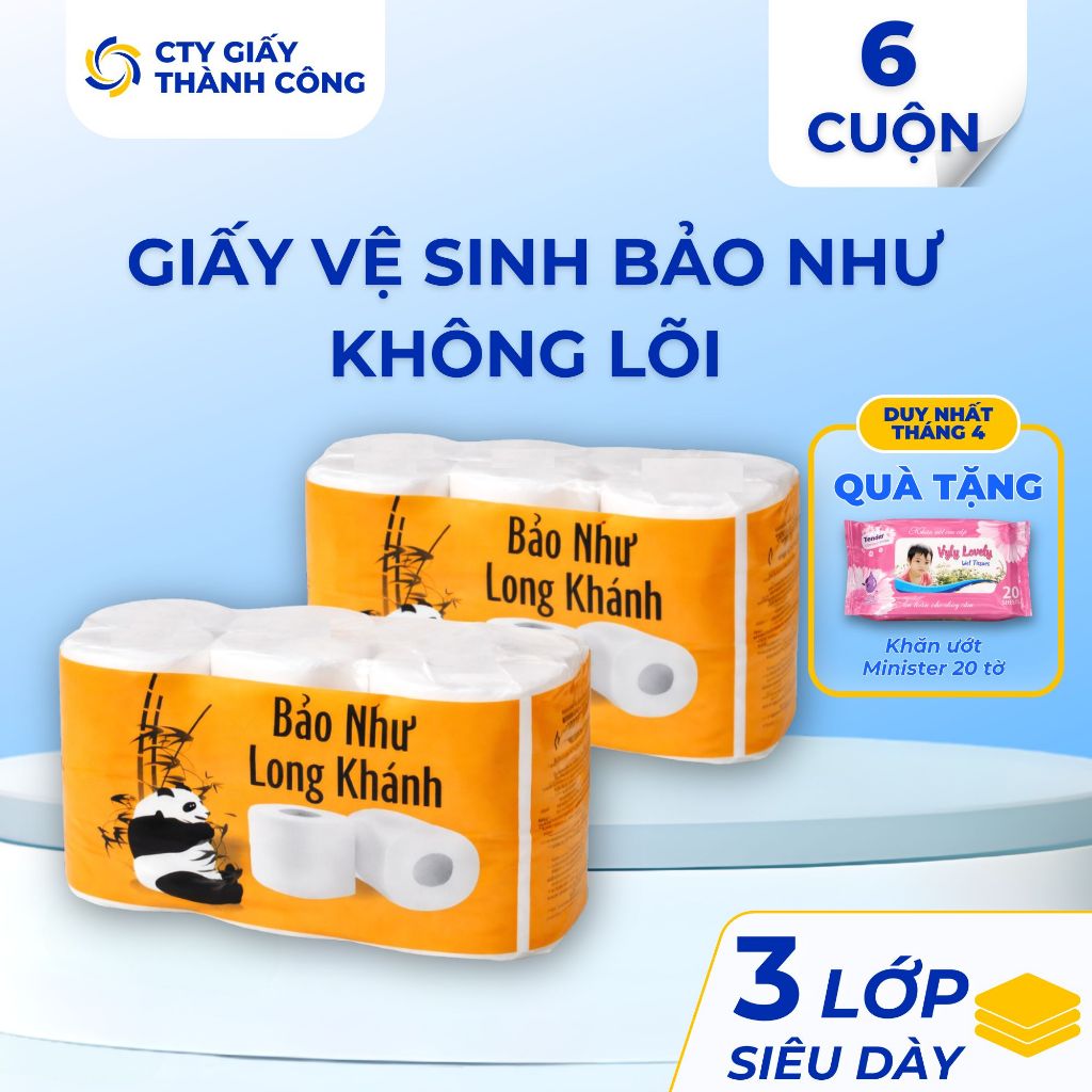 Giấy Vệ Sinh Không Lõi Bảo Như 6 Cuộn 3 Lớp 900g Cty Giấy Thành Công Giá Tốt Giấy Không Mủn