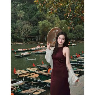 Set 2 chi tiết váy yếm lụa chất siêu dày dặn mix áo choàng tơ che khuyết điểm bao xinh form đuôi cá - Baotrang.clothes