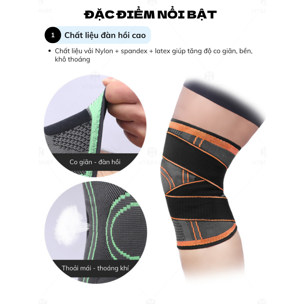 Băng Quấn Bảo Vệ Đầu Gối Có Đai Quấn Aolikes A-7720, Bó Gối Thể Thao Nam Nữ Tập Gym Chạy Bộ Bóng Đá (1 Chiếc)