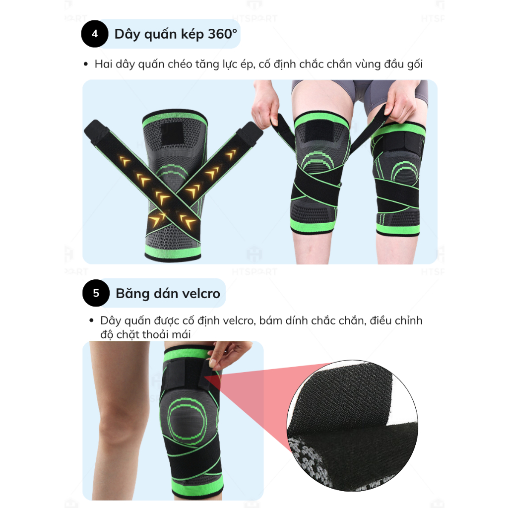 Băng Quấn Bảo Vệ Đầu Gối Có Đai Quấn Aolikes A-7720, Bó Gối Thể Thao Nam Nữ Tập Gym Chạy Bộ Bóng Đá (1 Chiếc)