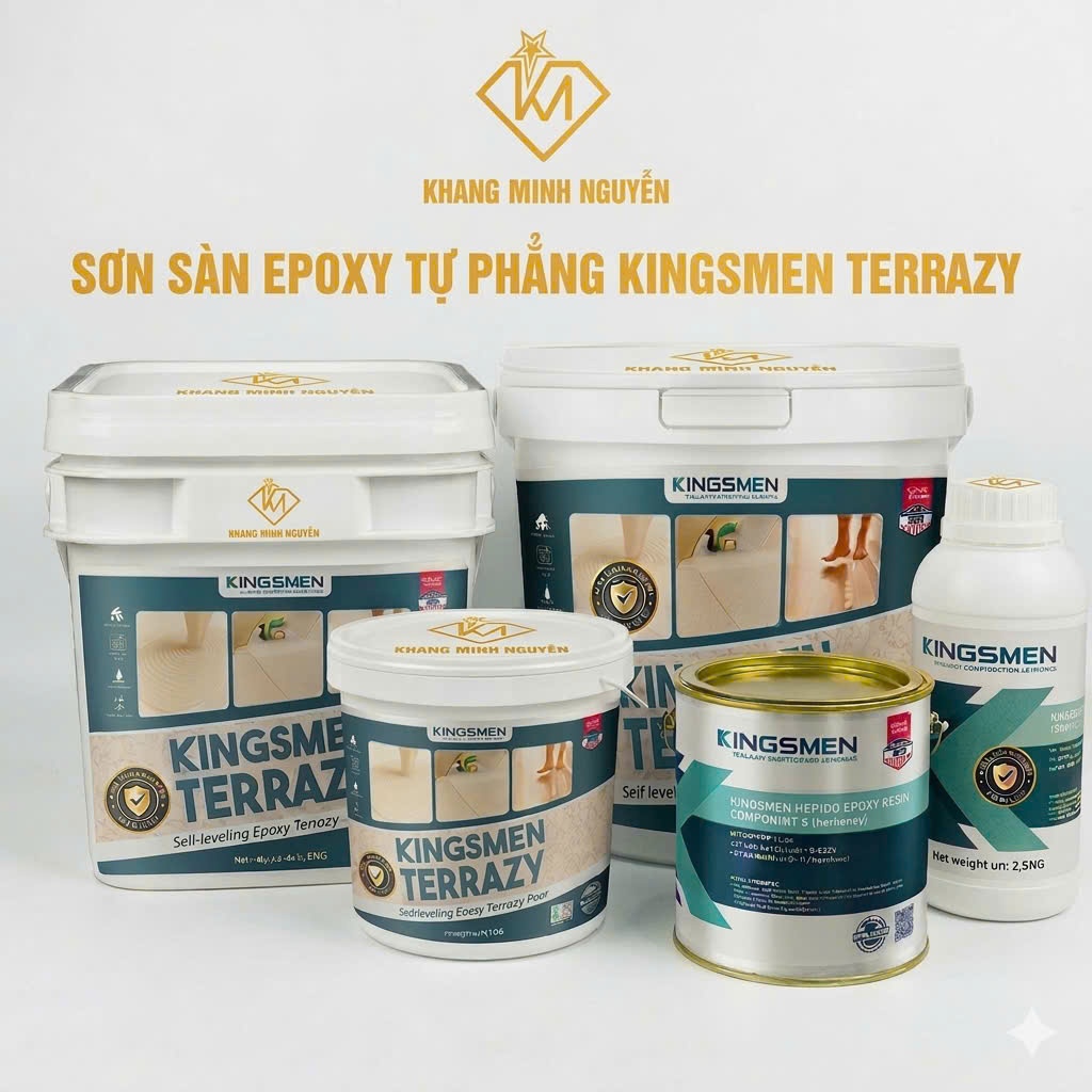 (7Kg) - Sơn Sàn Epoxy Tự Phẳng KINGSMEN Terrazy Chống Thấm Chống Nấm Mốc