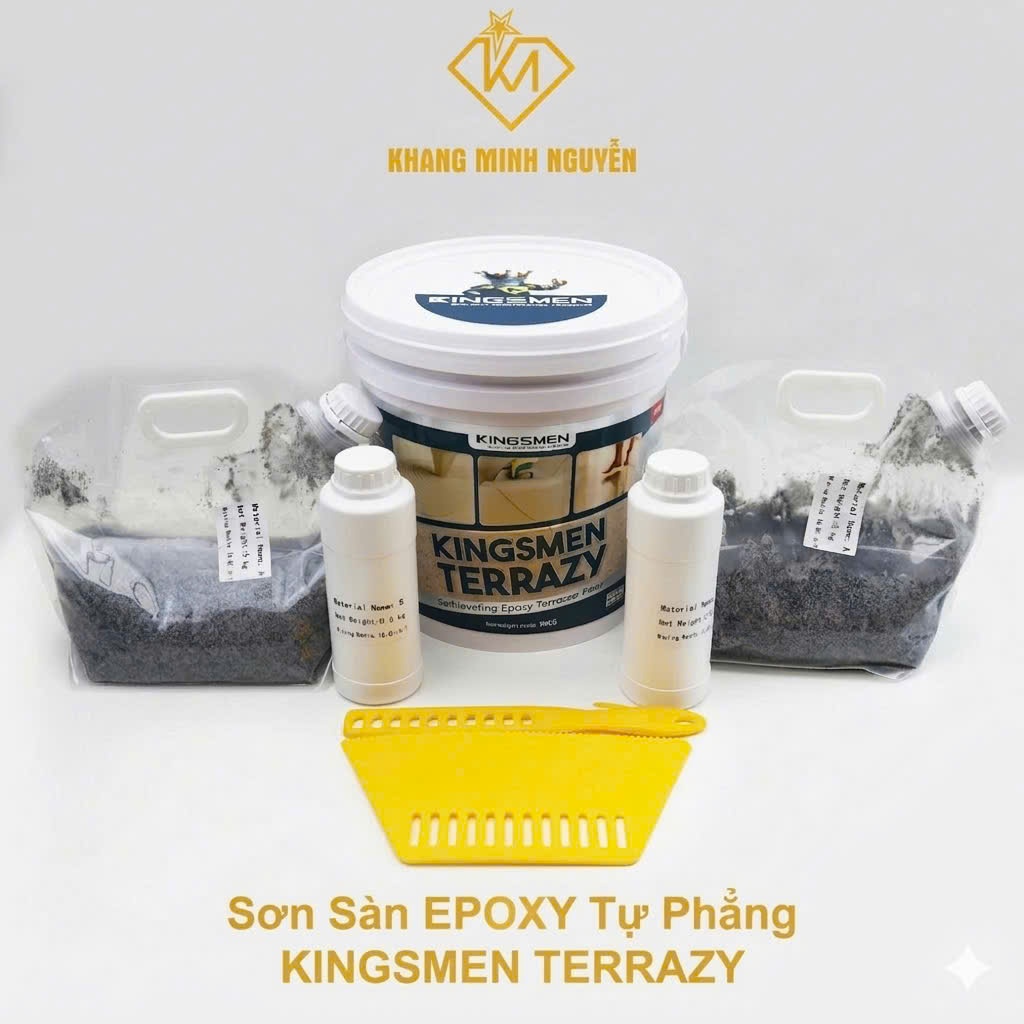 (7Kg) - Sơn Sàn Epoxy Tự Phẳng KINGSMEN Terrazy Chống Thấm Chống Nấm Mốc