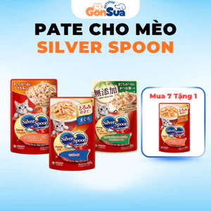 Pate Mèo Silver Spoon Gói 60gram, Pate Unicharm Cho Mèo Bổ Sung Đầy Đủ Dinh Dưỡng, Bù Nước Vitamin