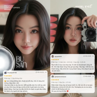 Lens xám có độ cận Angel Eyes BUSAN hiệu ứng loang màu như mắt ướt lens filter đang thịnh hành trên tốp tốp